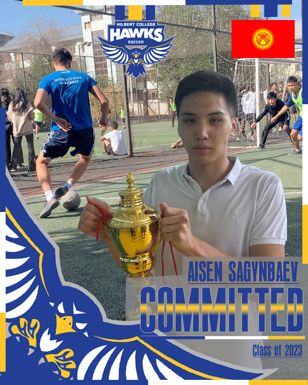 Hilbert_MSoccer's tweet photo. Welcome! To Aisen Sagynbaev who is joining us for fall 2023 from Bishkek, Kyrgyzstan. Aisen is a skillful forward with pace who will add quality in the attacking third. We can't wait to see Aisen as a #HilbertHawk #HilbertCollege #HawkYeah https://t.co/7EpTrBkEgx