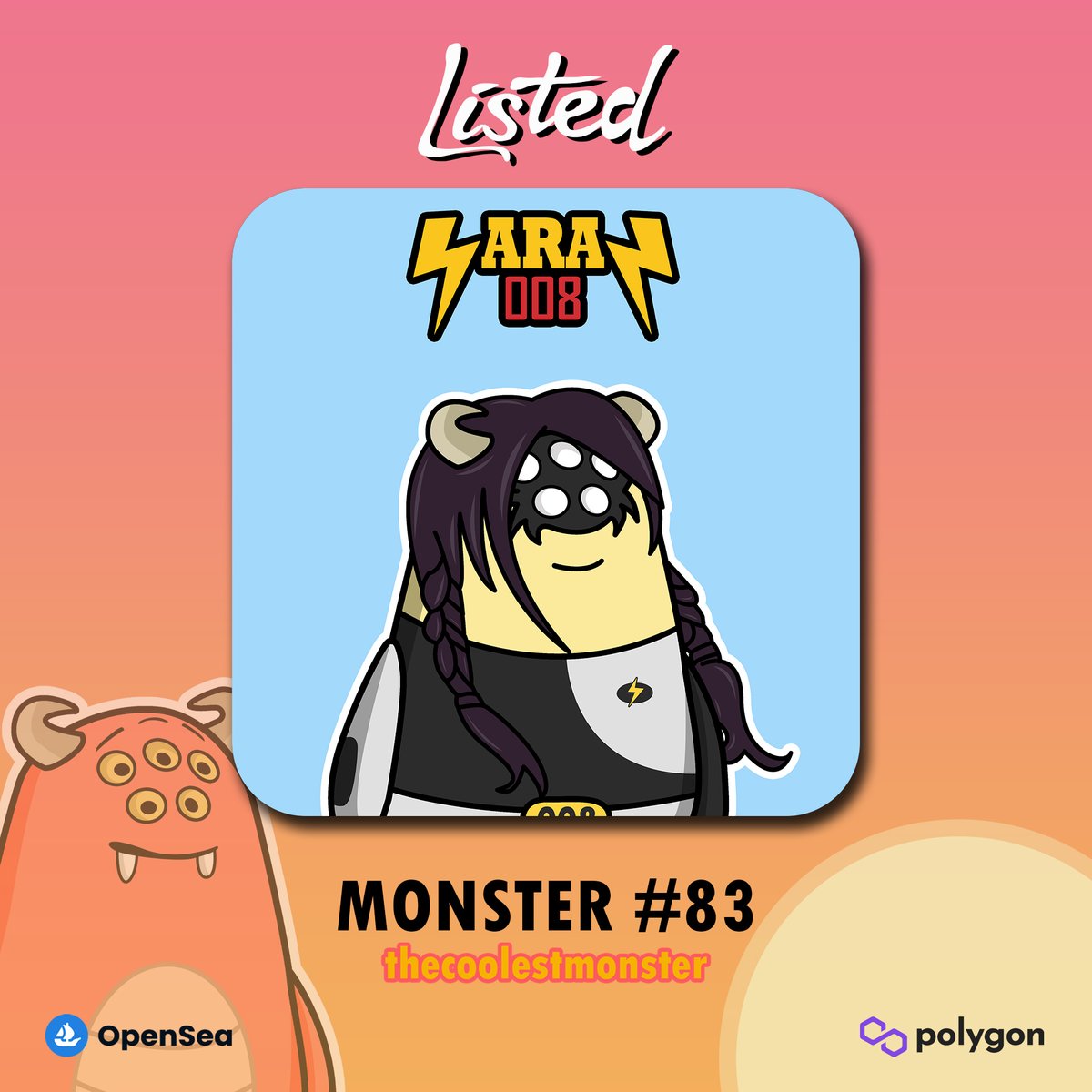 coolestmonseth's tweet photo. LISTED!

💯Saras 008💯
Monster #83
The Coolest Monster
FP 0.003 ETH
TV 0.4095 ETH
58 Owners
Let's adopt it!

#NFT #NFTCollection #NFTCommunity #NFTArt #NFTdrop #NFTcollectible #VERTICALNFT #GlitchGang https://t.co/8cD3vKlpvG