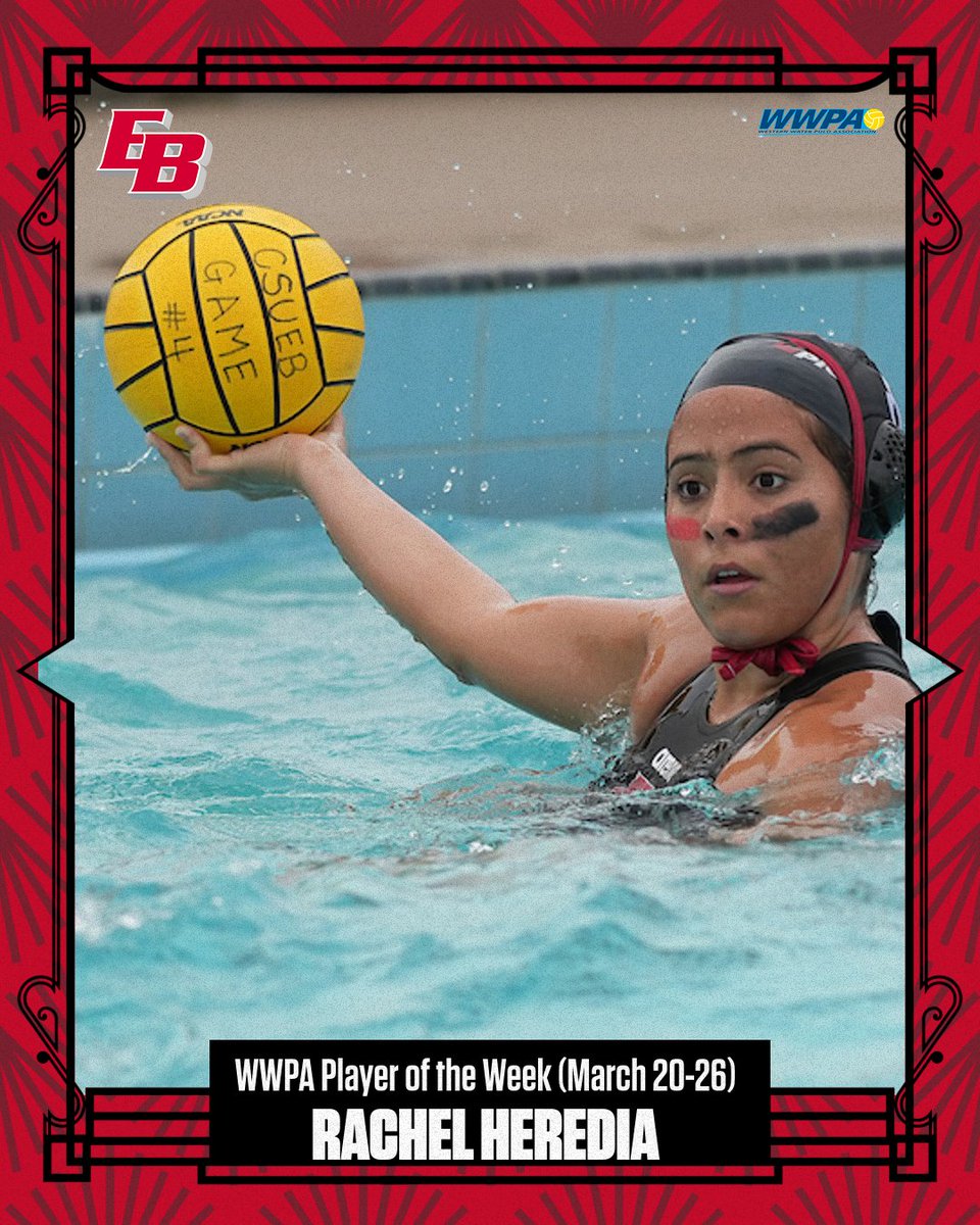 EastBayPioneers's tweet photo. 🚨 RACHEL HEREDIA NAMED @TheWWPA PLAYER OF THE WEEK (MARCH 20-26)

For her five goals in a 14-9 win for @CSUEBWaterPolo against CSUMB on March 25, Rachel Heredia received the conference's weekly honor. She also had a steal and drew an exclusion in the win. 

#BuildTheBrand https://t.co/oG4Bh7eUdD