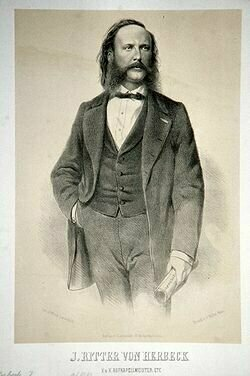 xpagescorella's tweet photo. El més curiós de tot és que Hüttenbrenner no va mostrar mai els manuscrits fins que quan tenia 76 anys els va entregar al director Johann von Herbeck (a la imatge), qui va decidir completar el #Scherzo i va afegir com a últim moviment el de la 3a #simfonia del mateix #Schubert. https://t.co/HxCGNIySPL