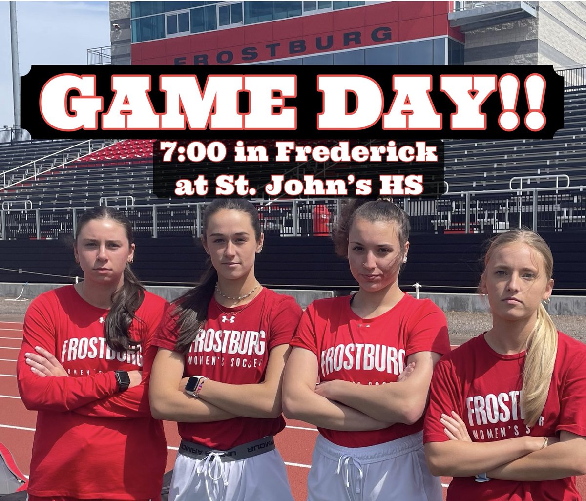 FrostburgWS's tweet photo. A little Game Face for Game Day! Kickoff at 7pm at the new turf stadium at St. John’s HS in Frederick, MD vs. @SURamsWSoccer
@SJCPrep
#RealSpringGames https://t.co/HV1TcoHWvf