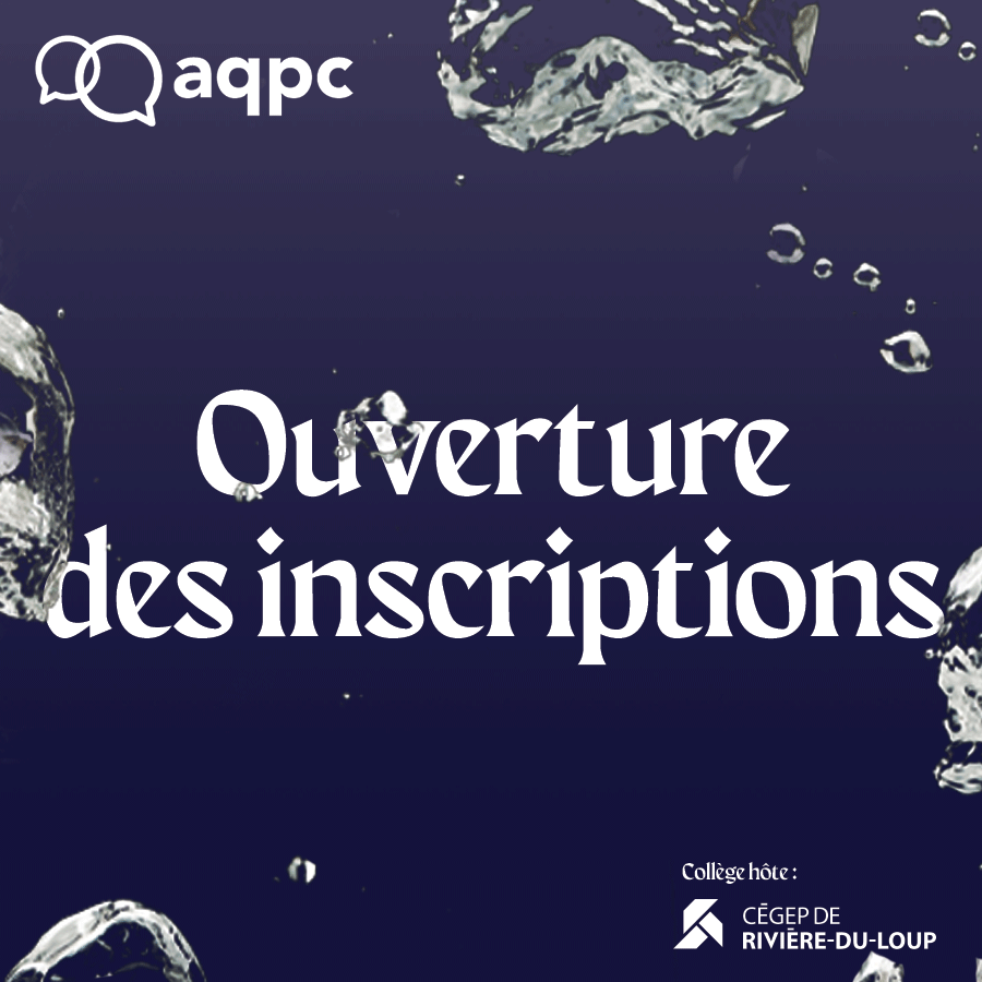 | 𝗖𝗼𝗹𝗹𝗼𝗾𝘂𝗲 𝟳, 𝟴 𝗲𝘁 𝟵 𝗷𝘂𝗶𝗻 𝟮𝟬𝟮𝟯|
C’est à Rivière-du-Loup que ça se passe!
L’évènement tant attendu par les passionnés de pédagogie!
Inscrivez-vous au colloque , sous l’inspirante thématique Le collégial en effervescence.
👉aqpc.qc.ca/fr/colloque