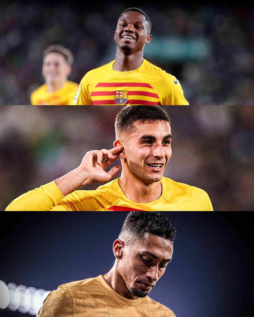 ManagingBarca's tweet photo. Keep or sell: Ansu Fati, Ferran Torres &amp; Raphinha? 🧐 https://t.co/5ZCYesf5gu