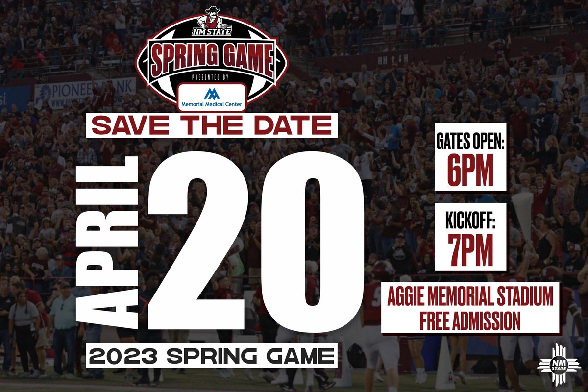 We're just 2️⃣ weeks away from the Spring Game, sponsored by Memorial Medical Center. No need for a ticket - Admission will be FREE! #AggieUp