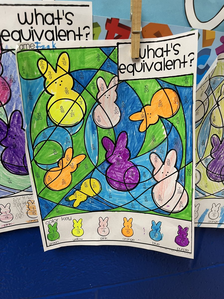 BelkoferMrs's tweet photo. Take a ‘peep’ at our 4th grade math stations! Mixed numbers &amp; improper fraction egg match, protractor war, peep fractions and peep decimal order with Mrs. Weinert🐣 https://t.co/VxfGlShoKo