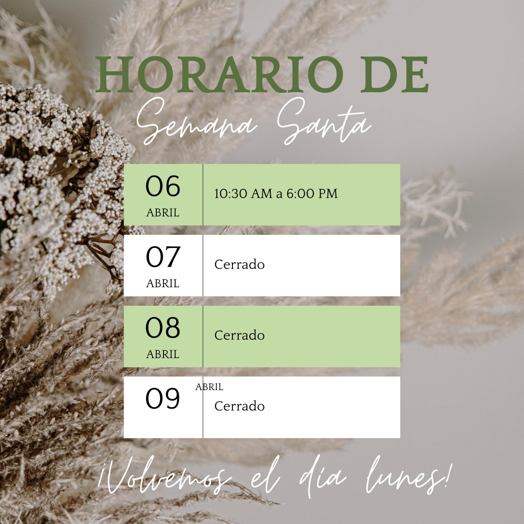 TaeSungeShop's tweet photo. 🍃 Conoce nuestro Horario de Semana Santa 🍃

- Jueves 06 (10:30 am a 6:00 pm)
- Viernes 07 (Cerrado)
- Sábado 08 (Cerrado)
- Domingo 09 (Cerrado)

¡Volvemos el día lunes con horario normal!

#mangaspanama #mangapanama #otaku #otaku507 #manga507 #mangapty #coclé #penonomé https://t.co/LwWobA4gL4