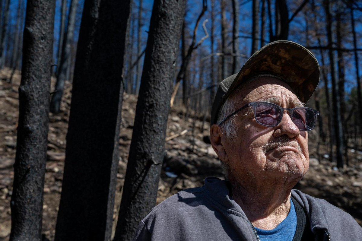 'Mountain homes lie in ruins. Sandbags line front yards. And the mountain sides are a strange mosaic of blackened trees and green forest.' Sad story by @mckaydan on the 1st year since the Calf Canyon/Hermits Peak Fire started. Photos, videos: @EddieMoore8 abqjournal.com/2588273/hermit…