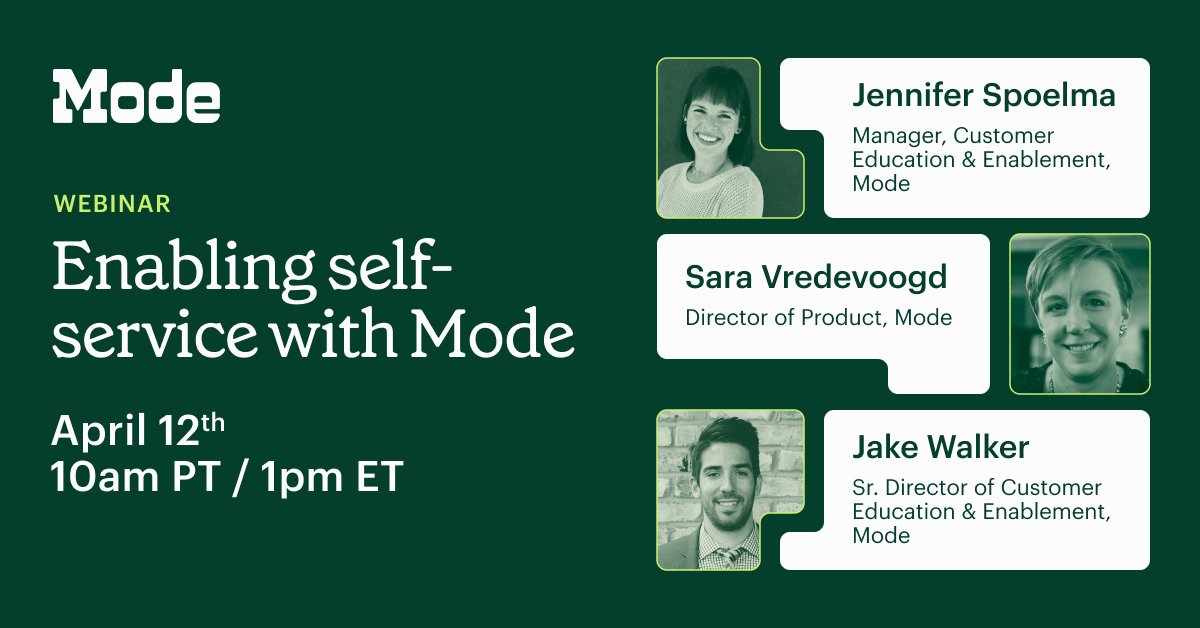 ModeAnalytics's tweet photo. Learn how to get your biz teams started with self-serve analytics on Wed., April 12 using Datasets. Bring your questions and see you there! https://t.co/7BCWVuseyy #selfserveanalytics https://t.co/0NEggif9MC