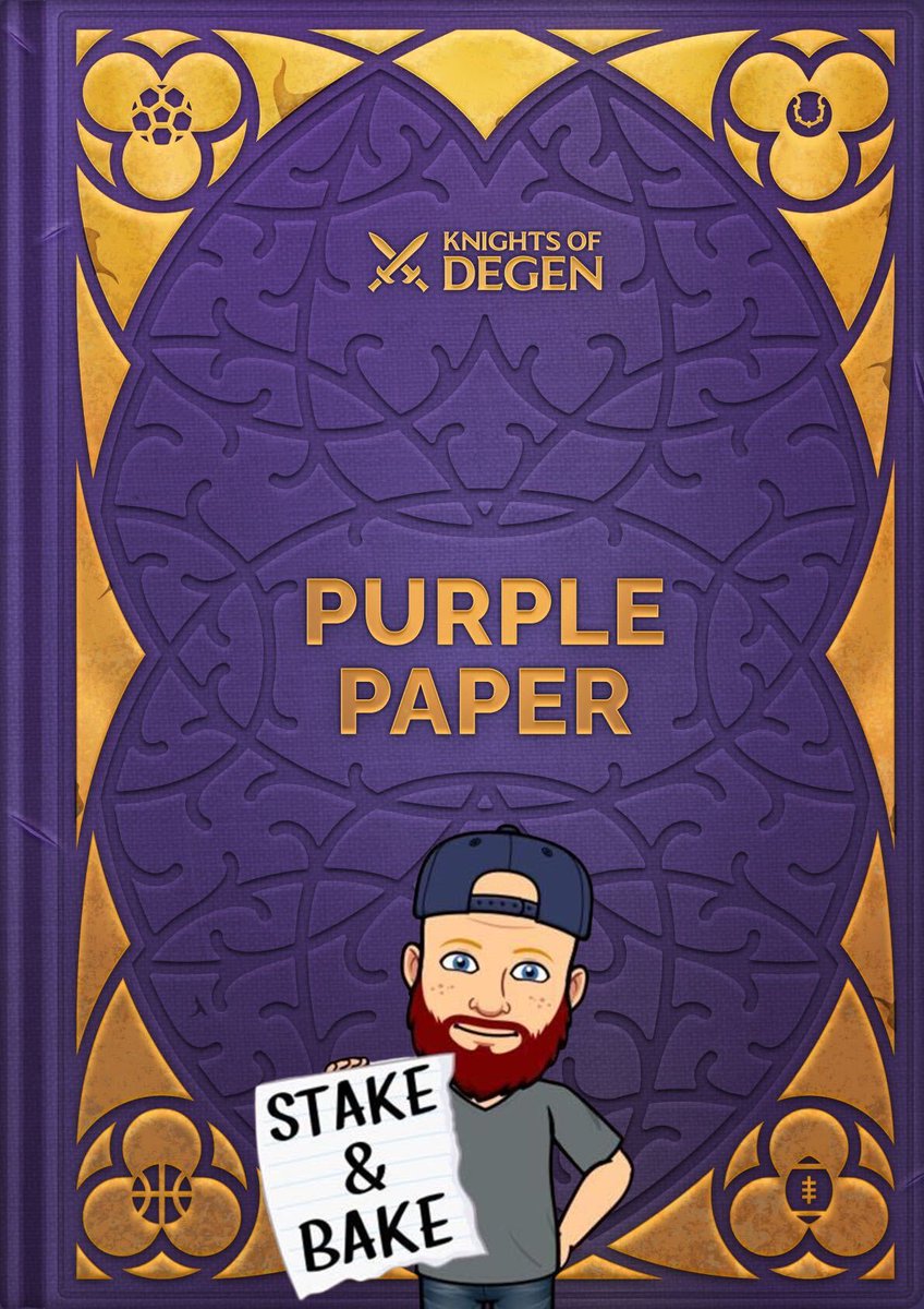 The Purple Paper you've heard about all week is finally here!

Our Purple Paper provides the color and context to our Whitepaper, explaining our RPG fantasy sports games, NFT benefits, lore and…. it's time to 🥩!

Let's break down what we've been cooking up at <a href="/knightsofdegen/">Knights of Degen</a> 🧵
