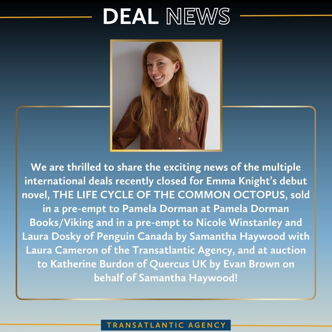 ✨Deal News✨ We are thrilled to share the exciting news of the multiple international deals recently closed for entrepreneur and bestselling cookbook author <a href="/KnightEmmaL/">Emma Knight</a>’s debut novel, THE LIFE CYCLE OF THE COMMON OCTOPUS... [1/3]