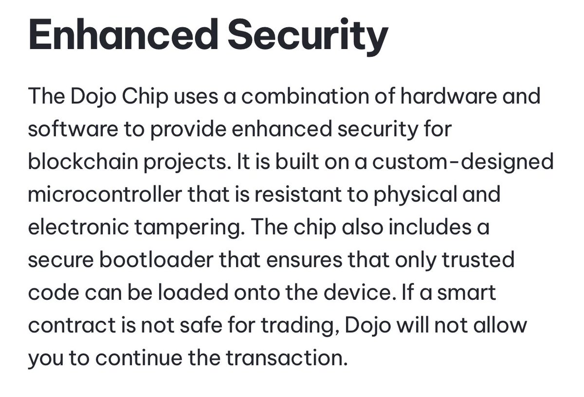The Dojo Chip is a hardware security module that is specifically designed to provide enhanced security for blockchain projects. It’s a tamper-resistant device that can generate and store private keys, sign transactions, and perform other functions related to blockchain security.