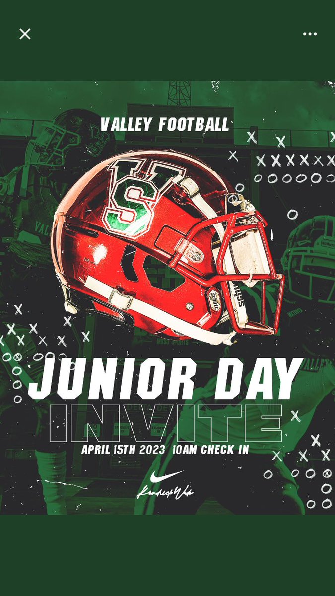 Thanks to @CoachThompson6 @MSValleyFB for the Jr. Day/Spring game invite I will be there!! @J_Wy21 @CoachMarcusGold @CoachJayRose @jerrygardner292 @coachjordan03 @TheGrindHouseST #VALLEYInMOTION #ElevateVState