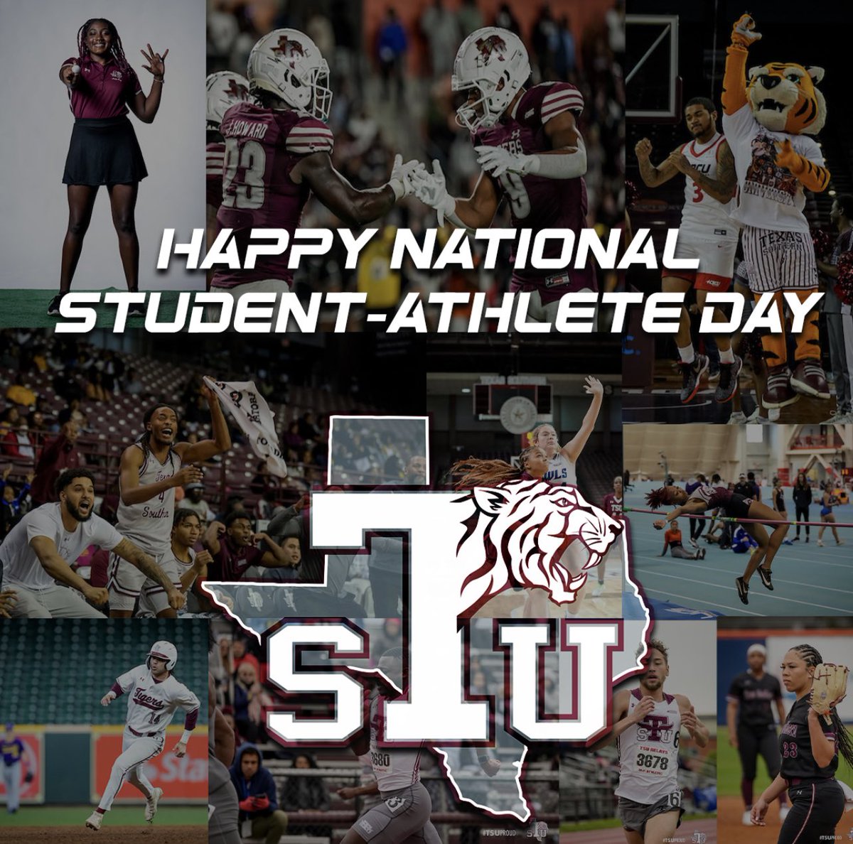 Happy National Student-Athlete Day! Today we celebrate and honor our Tigers for their accomplishments, hard work, and dedication that’s displayed on and off the playing surface. #TSUProud #NationalStudentAthleteDay