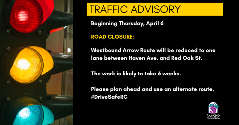 CityOfRC's tweet photo. Westbound Arrow Route will be reduced to one lane between Haven Ave. and Red Oak St. beginning today, Thursday, April 6th for utility infrastructure improvements. The work is likely to take six weeks, please plan ahead and use an alternate route. #DriveSafeRC https://t.co/gz3DkDRVkW