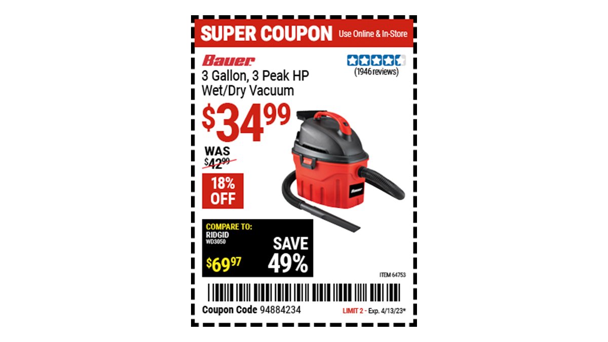 Harbor Freight on Twitter "Buy the BAUER 3 Gallon 3 Peak Horsepower