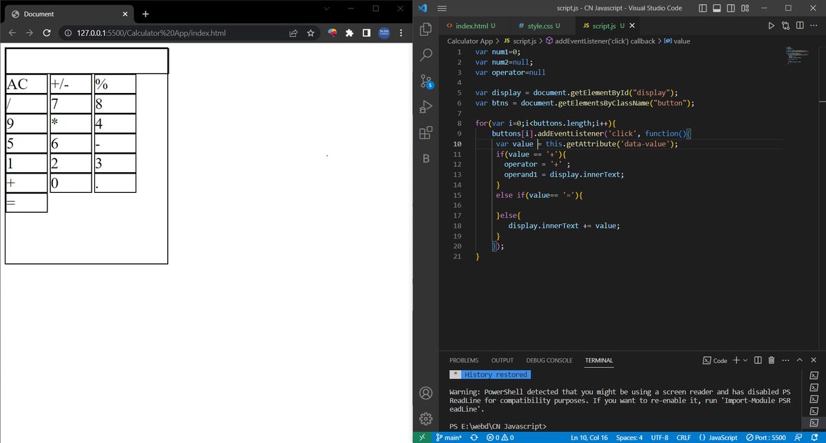 codegam's tweet image. Calculator project under development....
#html #css #javascript #30DaysOfJavaScript #development #project
Day6️⃣:✅