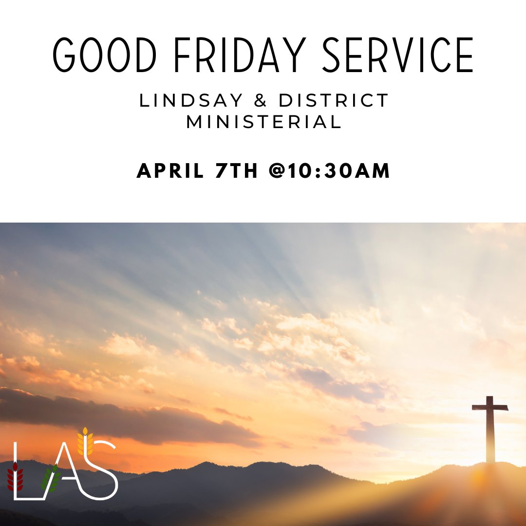 Celebrate Easter weekend by joining the Good Friday Service hosted by the Lindsay &amp; District Ministerial ☀️

📅 April 7  @ 10:30am in the Commonwell Exhibition Building

#KawarthaLakes #GoodFriday #LindsayMinisterial #LindsayOntario #Easter #Family #RuralOntario