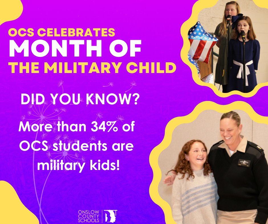 April is Month of the Military Child, and we will be celebrating the military kids in Onslow County all month long!