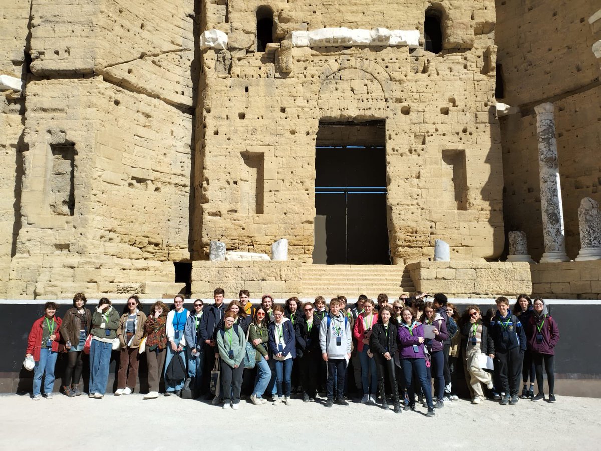 Preparing to sing the chorus from Aristophanes' The Frog at the Antique Theatre in Orange #TythyClassicsMFLTrip