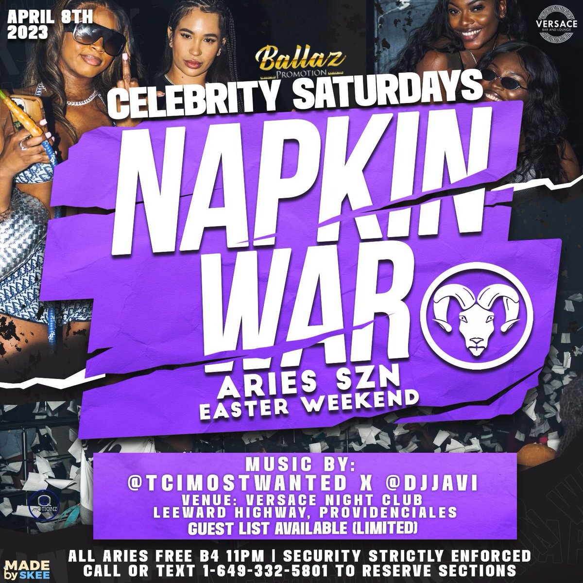 The only spot to be  this Saturday  Napkin Warz @ Versace ! If you haven’t made it to the previous napkin wars this is not the one to miss! This one DIFFERENTER ! 🔥🔥🔥 <a href="/TCIMOSTWANTED/">TURKS & CAICOS MOST WANTED 🇹🇨</a>   And Javii with the vybz.!🔥