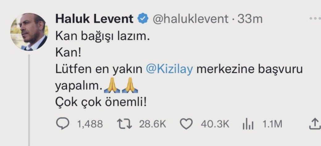 Yaklaşık 1 ay önce herkesi kan vermeye davet etmiştim.
Çünkü depremler zamanı hep daha çok ihtiyaç duyulur.
Yine de söylüyorum.
Bu kan hepimize lazım.
Çocuklarımıza lazım yakınlarımıza lazım.
Lütfen kan verelim.🙏