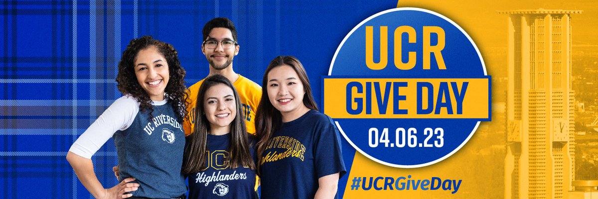 Hey, Highlanders! We officially have 1 day, 9 hours, and 54 minutes (in honor of UCR’s founding year, 1954) to participate in #UCRiverside’s Give Day! 🎉🎉 Don’t wait! Make your gift 🎁 before 9:54 a.m. PST on April 7 at giveday.ucr.edu. #UCRGiveDay