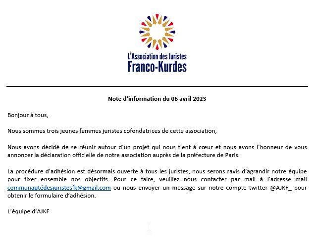 Association des Juristes Franco-Kurdes tweet media