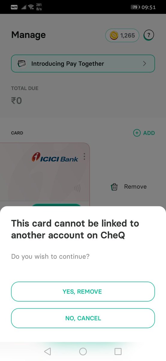 GV1neeth's tweet photo. @CheQ_One @CheQSupport 

Please enlighten me on the purpose of giving such an option if the card cannot be added to another account?

What about people who manages other's card as well? 

Hope to get a public reply since you said you listen to your customers. https://t.co/jOeXQy1pL7