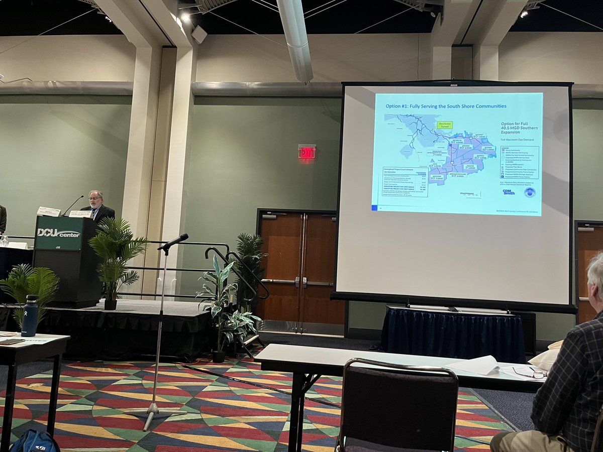 MWRA’s Katie Ronan and <a href="/CDMSmith/">CDM Smith</a>’s Andy Miller giving an impressive talk on potential options for water supply regionalization at #newwaspring