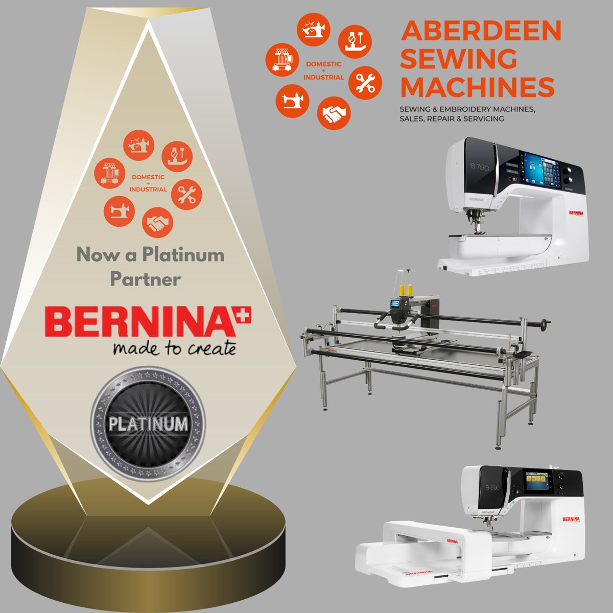 AberdeenSewing's tweet photo. Some great news this week. #Aberdeen #Sewing #Machines are now a platinum #Bernina dealer. We sell, maintain, service and repair all models of Bernina machines. Including the Q Series https://t.co/1ET7zPufmC #sewing #embroidery #quilting #scotland 01224 478555 https://t.co/xw4fGa57jI