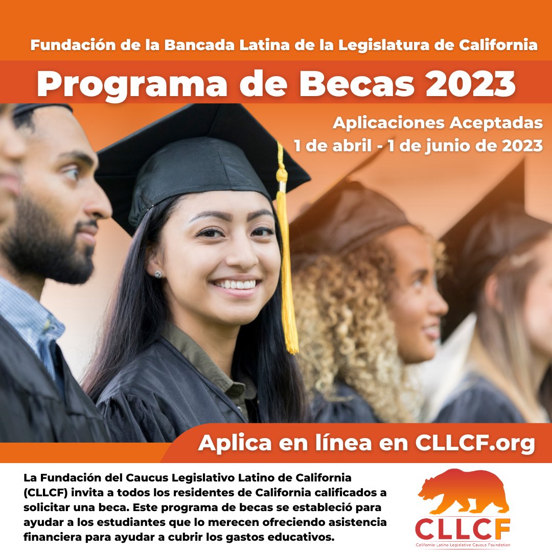 Calling all students! The CA @LatinoCaucus Foundation Scholarship Program is accepting online applications. Apply today for an opportunity to receive a $5,000 scholarship to help pay for college expenses. Details at cllcf.org. #LatinoScholars #CLLCF