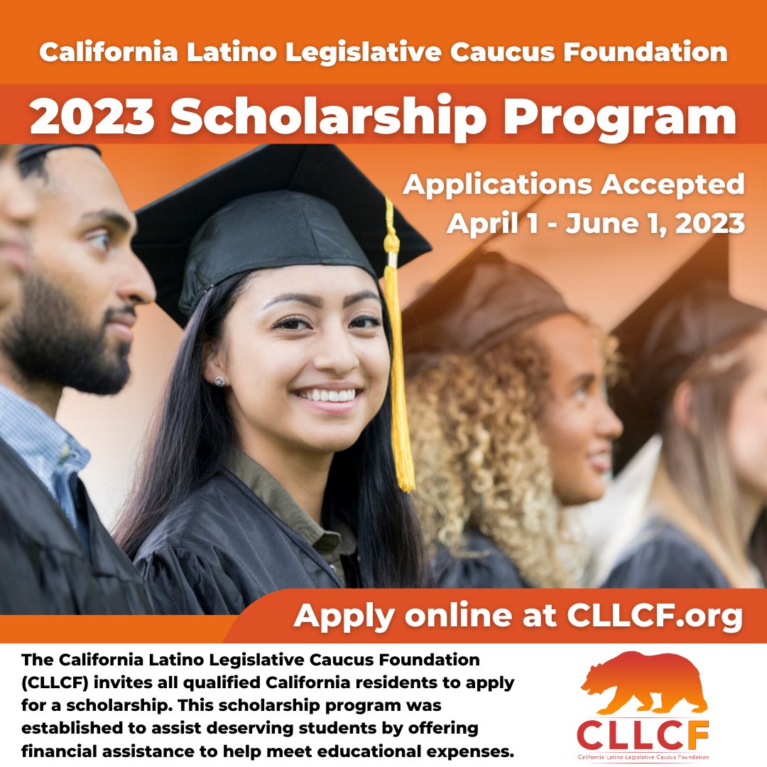 SenatorMenjivar's tweet photo. Calling all students! The CA @LatinoCaucus Foundation Scholarship Program is accepting online applications. Apply today for an opportunity to receive a $5,000 scholarship to help pay for college expenses. Details at https://t.co/I7cJPsR1Gu. #LatinoScholars #CLLCF https://t.co/HPLthj8Ql8