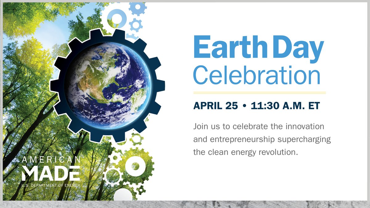 AMCprizes's tweet photo. The #AmericanMade #EarthDay Celebration is back! 🌎 Join us April 25 to celebrate the innovators &amp; visionaries leading the clean energy revolution—then hear all the latest prize updates, including winners &amp; new prizes. Tune in to the event online: https://t.co/2i4bYLwXu6 https://t.co/e7BdDE8tYE