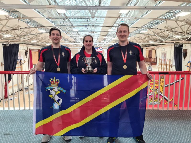 Touché!

Congratulations to the Inter Corps Fencing 🤺 Champions 2023 - the REME! Comprising of  (L to R) Max T, Naomi D and Matt B. 

Many Congratulations #TeamREME 👏👏🇷🇴🇷🇴

@Official_REME @DCrook70 @ArmySportASCB 

Lunge, Parry and Riposte!