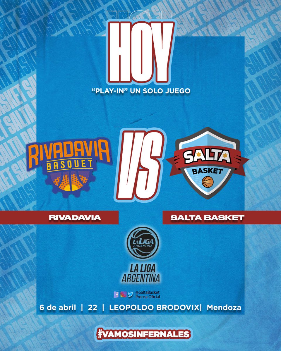 SaltaBasket's tweet photo. Esta noche Los Infernales buscarán el pasaporte a la zona de Reclasificación de la Conferencia Norte en @LigaARGbasquet 
📺https://t.co/KNEHErQxoM 

#VamosInfernales
#elequipodelalinda https://t.co/tRg9whHwBX
