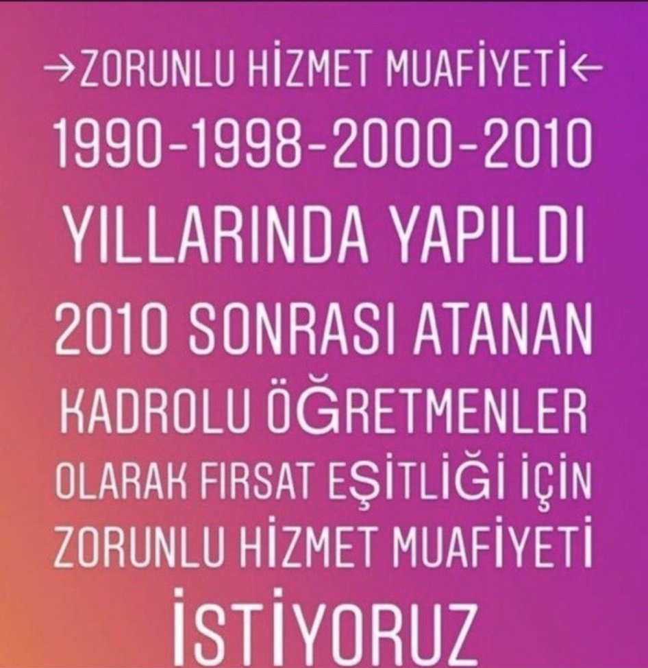 5.kez zorunlu hizmet affı bekliyoruz.

<a href="/RTErdogan/">Recep Tayyip Erdoğan</a>
<a href="/prof_mahmutozer/">Mahmut Özer</a>
#MebZorunluyuErtelemeAffet