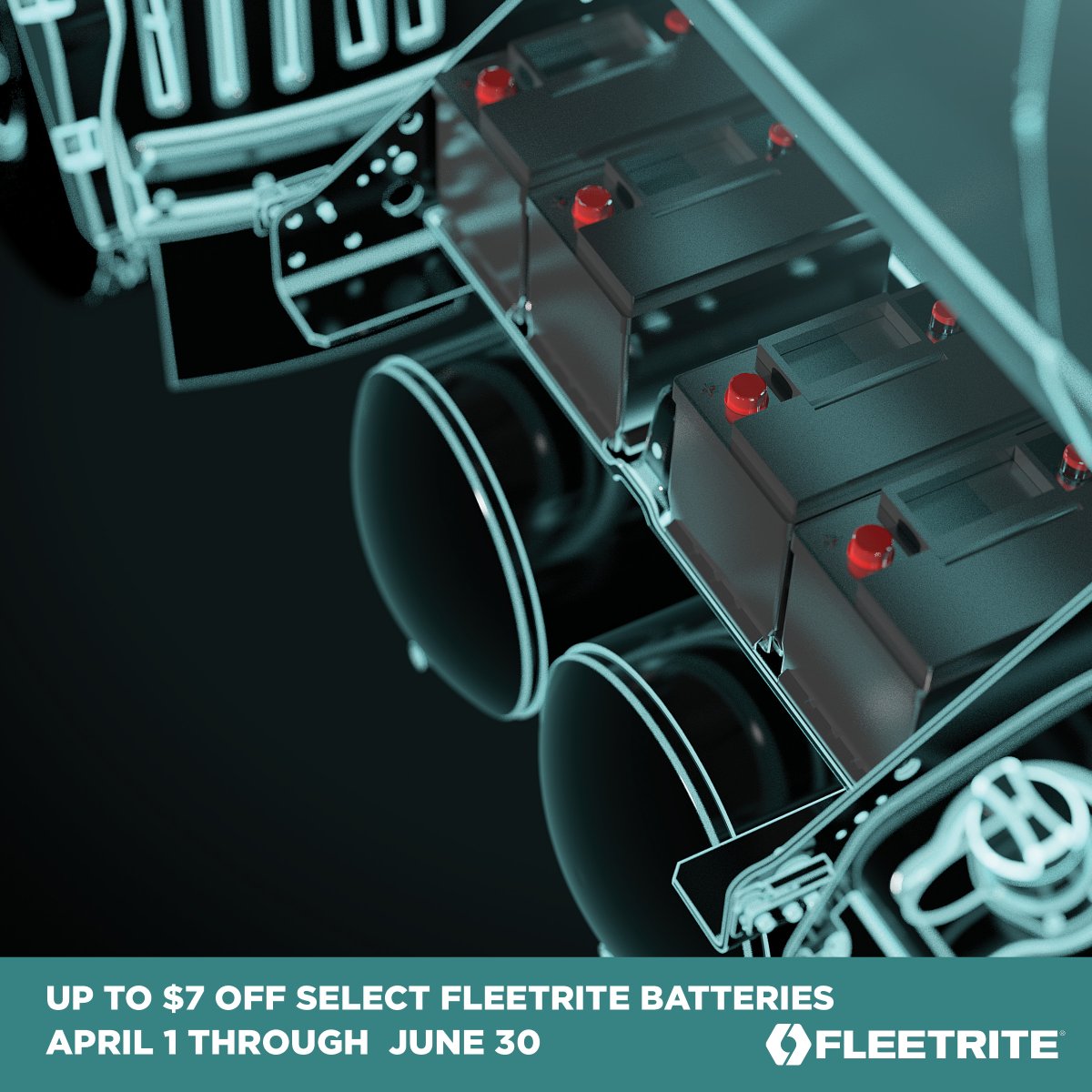 When your route takes you across the country and back, you need batteries that you can rely on to start your rig and keep it going. Get reliable starting power and cranking performance with Fleetrite batteries, and save up to $7 on select part numbers now through June 30!