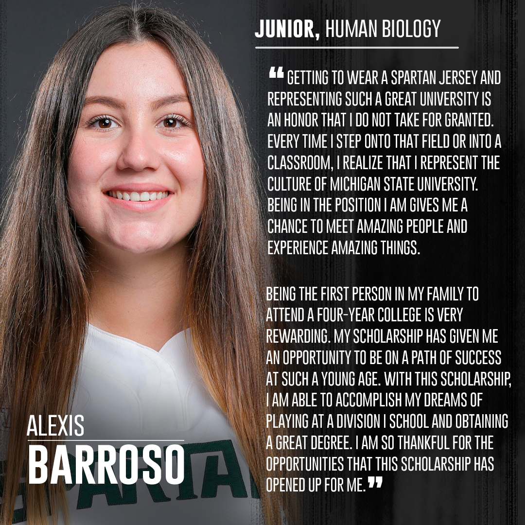 Meet a Champion🥎

Alexis Barroso is a junior on the <a href="/MSU_Softball/">Michigan State Softball</a> team, and was a 2022 Academic All-Big Ten selection!

Cheer on Alexis and the rest of the softball team as they begin their weekend series vs. Iowa tomorrow!

#GoGreen | #InvestInChampions