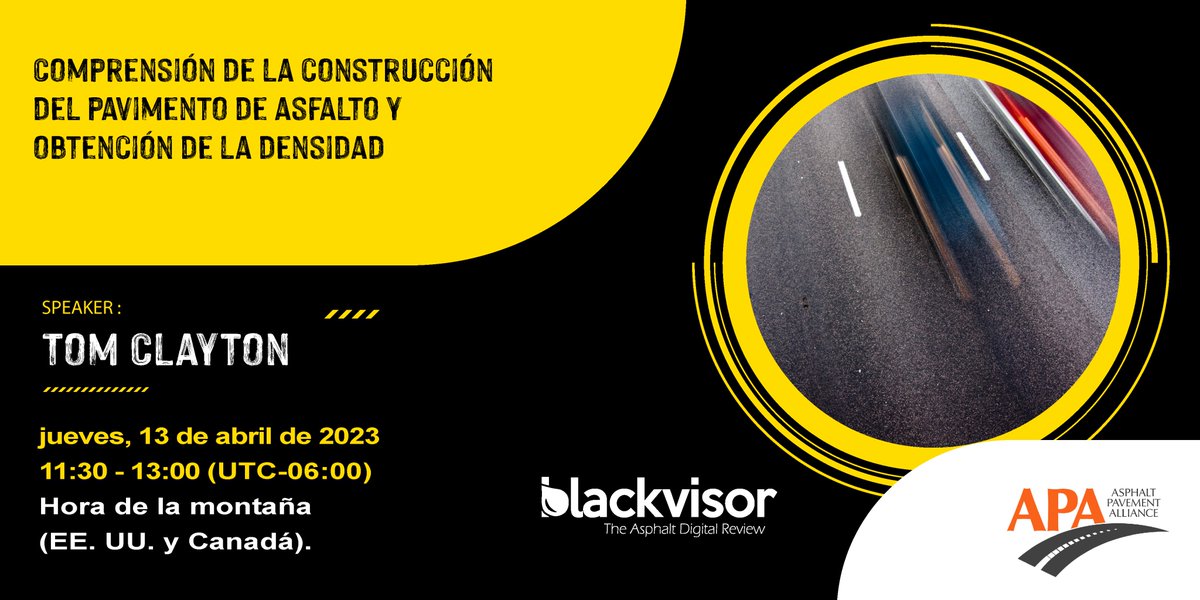 El alcance de esta conferencia es proporcionar algunos ejemplos de '#MejoresPrácticas' para la #colocación y el logro de la #compactación de materiales de pavimentación de #asfalto.  
Regístrate para el seminario web: driveasphalt.org/events/all 
🕐 Miércoles 13 de abril.