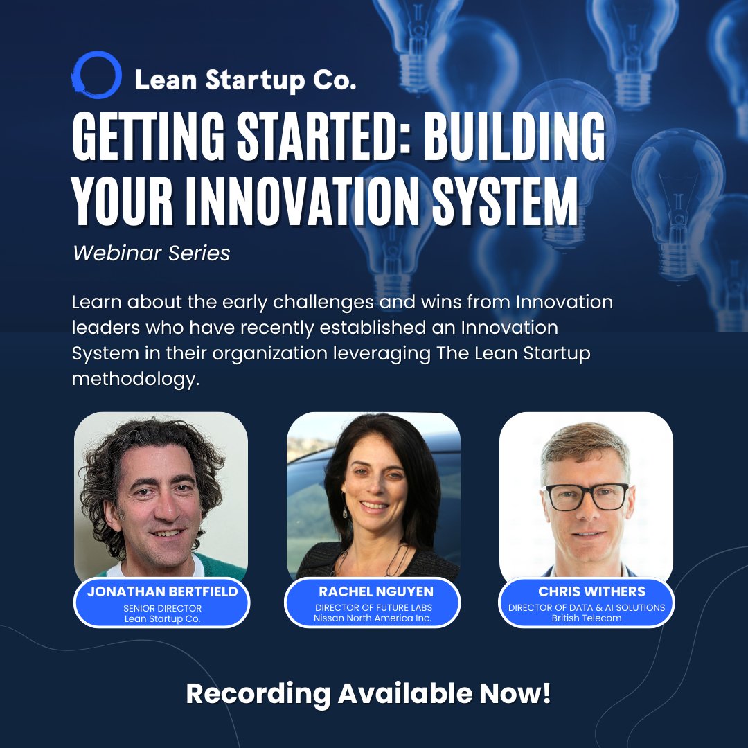 Our latest webinar "Getting Started: Building Your Innovation System" is designed for innovation executives at large companies who are early in their journey to deploy The Lean Startup! Listen in on the discussion here: hubs.la/Q01KBCbp0