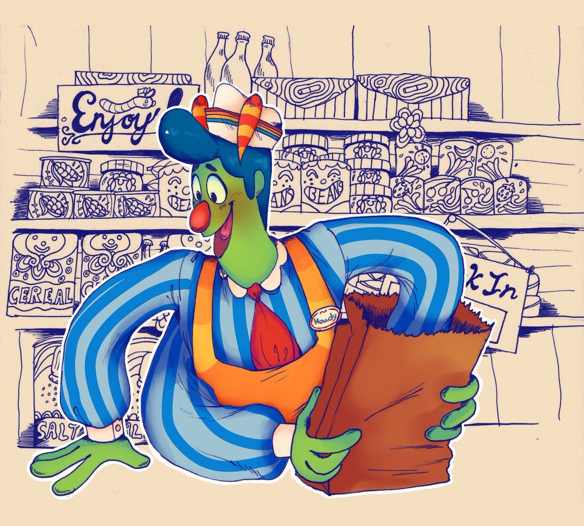 alicefruitcake's tweet image. I colored him yippee!!
Art credits to: @_PartyCoffin_ #Welcomehomehowdy #welcomehomearg #WelcomeHomeArt #gay #queer