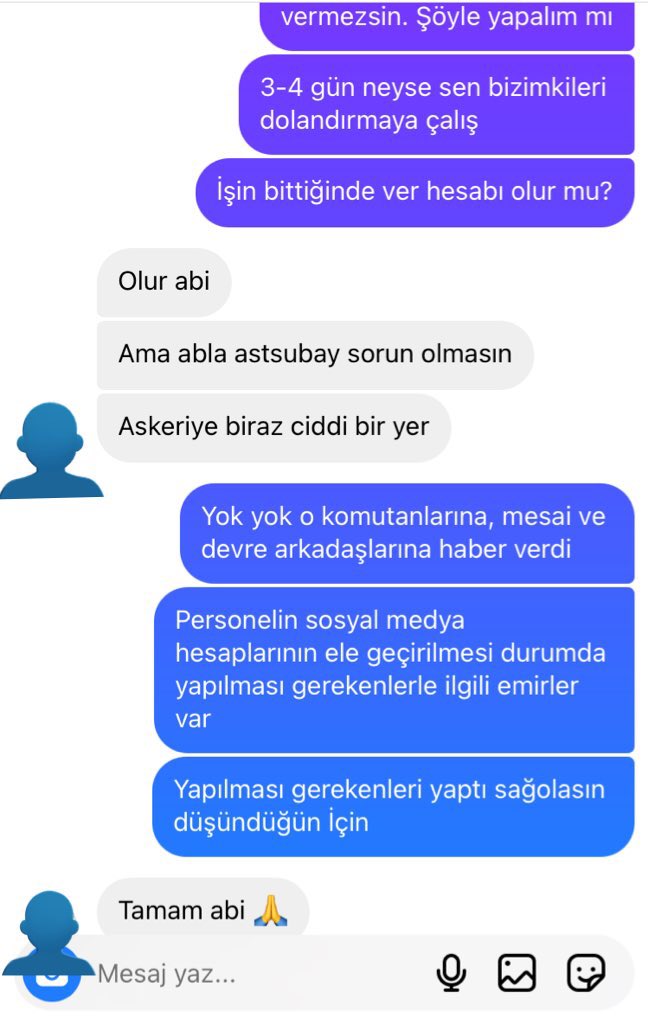 Hanımın Instagram hesabını çalmışlar.
Hırsızla aramızda geçen muhabbet…