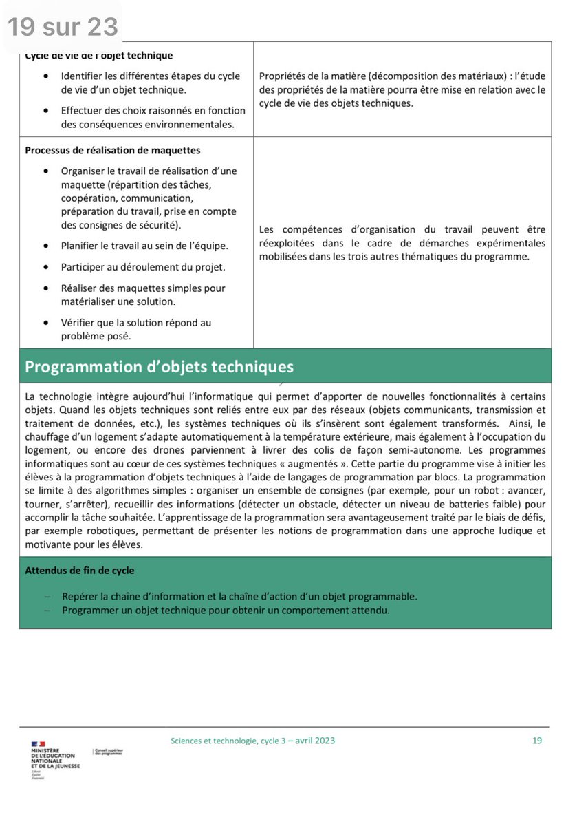 La technologie reste très présente. Tout sera donc fait en CM1-CM2 ?