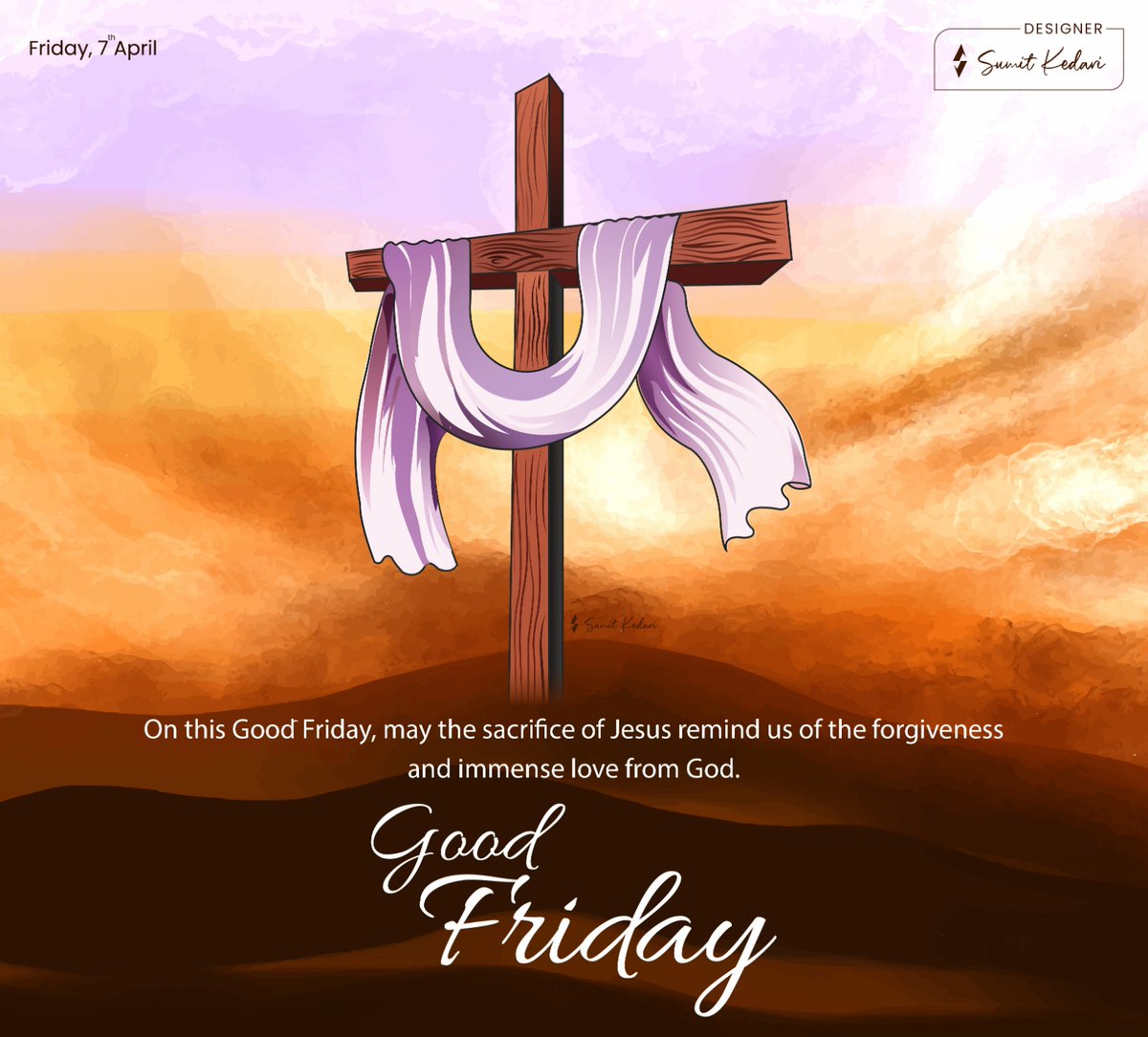 sumitkedari97's tweet photo. On this solemn day, we remember the ultimate
sacrifice made by Jesus Christ for our sins. May His love and grace shine upon us always.

#GoodFriday #Sacrifice #Love #Hope
#EasterWeekend #JesusChrist #Christianity
#HolyWeek #Crucifixion #Redemption #Faith
#Blessed #resurrection https://t.co/KCws0kXg7J