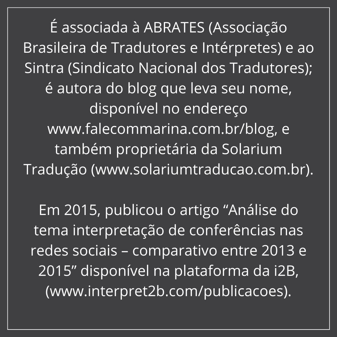 AbratesMentoria's tweet photo. A @solariumtraduc também foi mentora da 10ª turma do Programa de Mentoria Caminho das Pedras (2022/2023). 🎉
Para saber mais sobre os critérios para ser um mentor ou mentorado da @_abrates, clique aqui:
https://t.co/3ja3yTYKRt
#abrates #tradução #interpretação https://t.co/2kjTpeq6gb