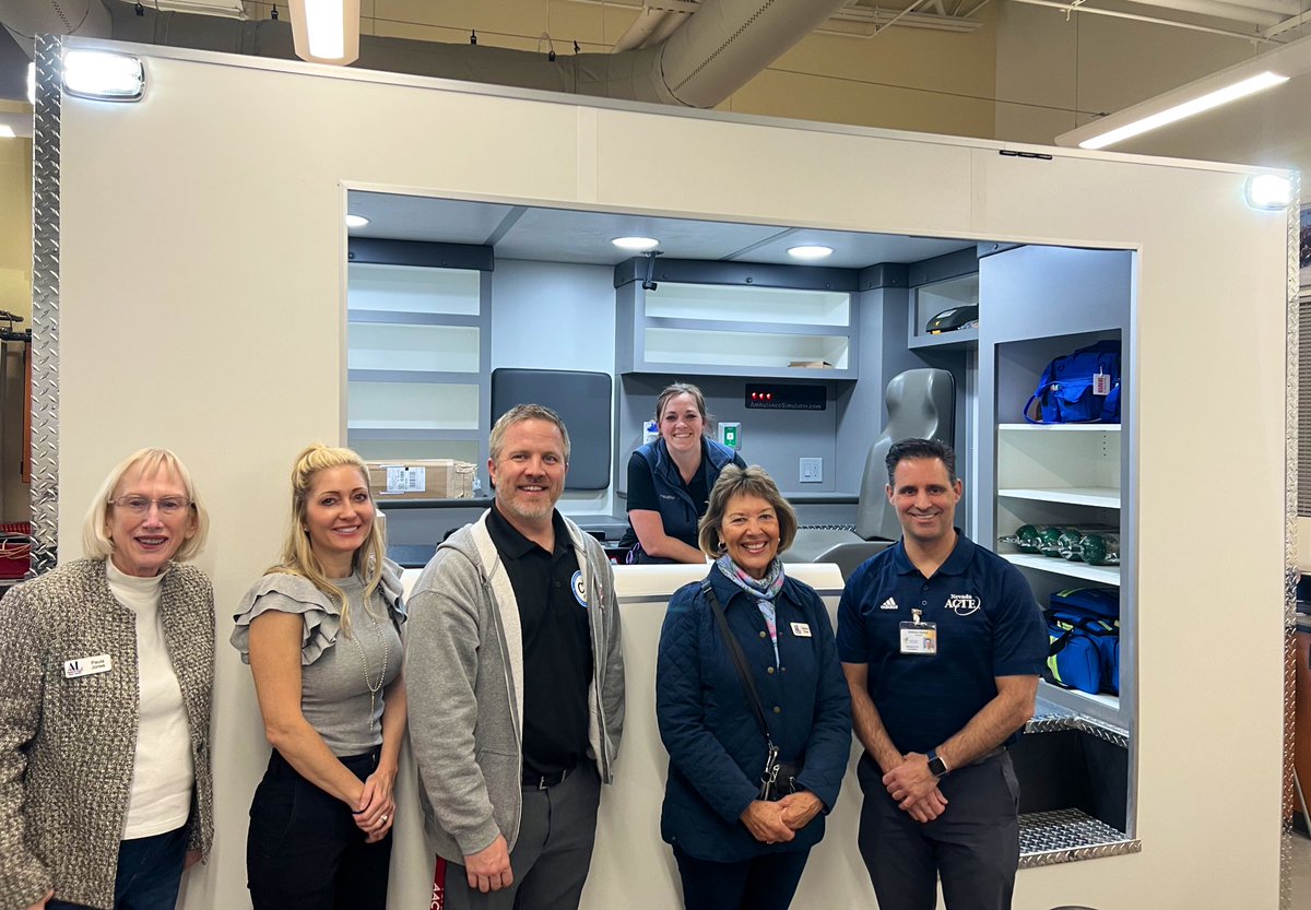 CTEinWCSD's tweet photo. A gigantic thank you to Assistance League of Reno-Sparks for donating funds to support the #EMT program @aactreno, highlighted by the purchase of an ambulance simulator in the classroom! @SuptEnfield @WashoeSchools #simulatedworkplace #futureready https://t.co/hyaOYsOkxb