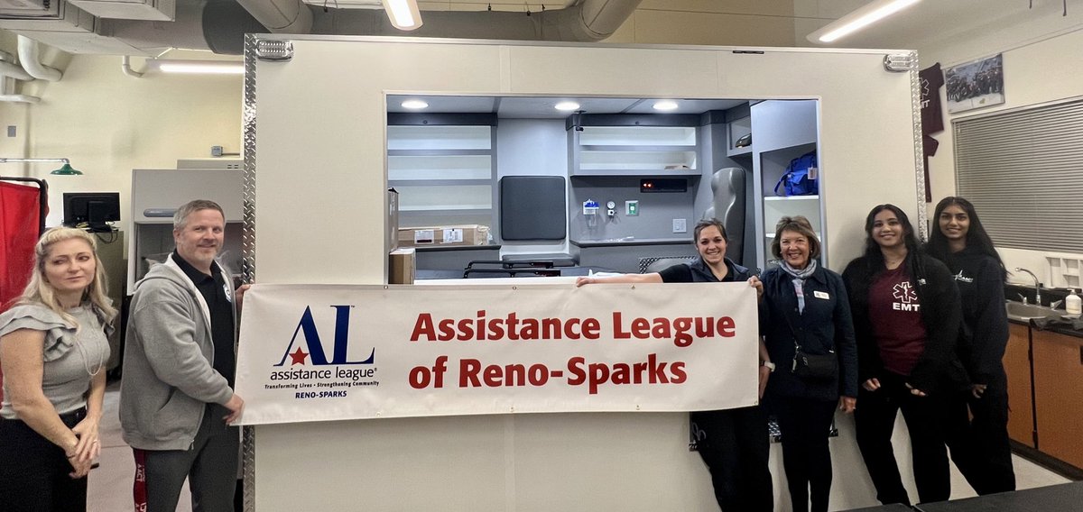 CTEinWCSD's tweet photo. A gigantic thank you to Assistance League of Reno-Sparks for donating funds to support the #EMT program @aactreno, highlighted by the purchase of an ambulance simulator in the classroom! @SuptEnfield @WashoeSchools #simulatedworkplace #futureready https://t.co/hyaOYsOkxb