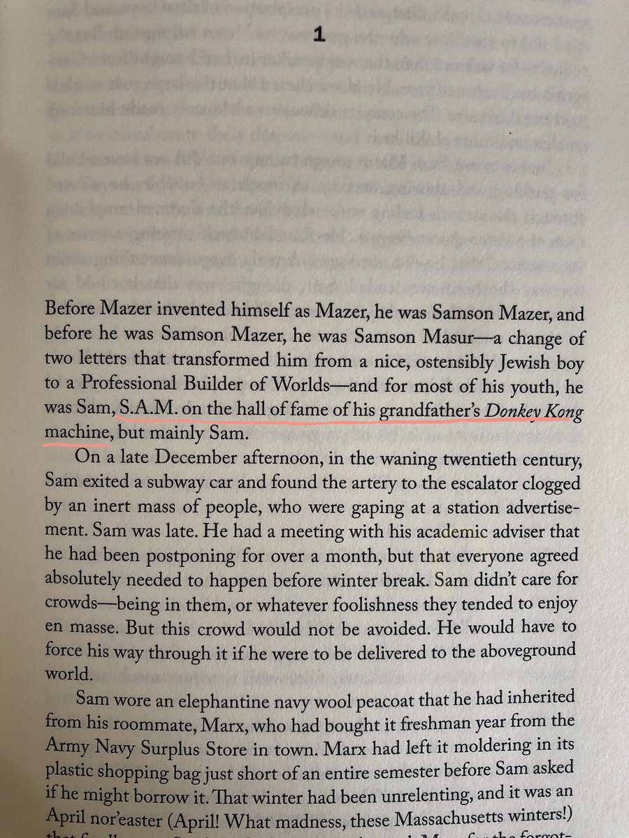 I picked this up at the bookstore and had to read it several times to compute “grandfather’s Donkey Kong machine…” -sg