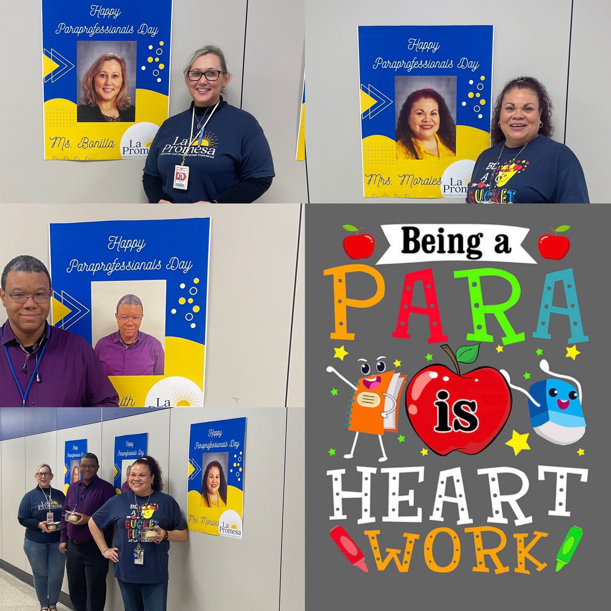 Thank you to our amazing paraprofessionals for the love and work they give <a href="/LaPromesa_AISD/">La Promesa</a>. Gracias por su trabajo y dedicación  <a href="/Cristina1102/">Cristy Rodriguez</a>, Ms. Bonilla y Mr. Smith.