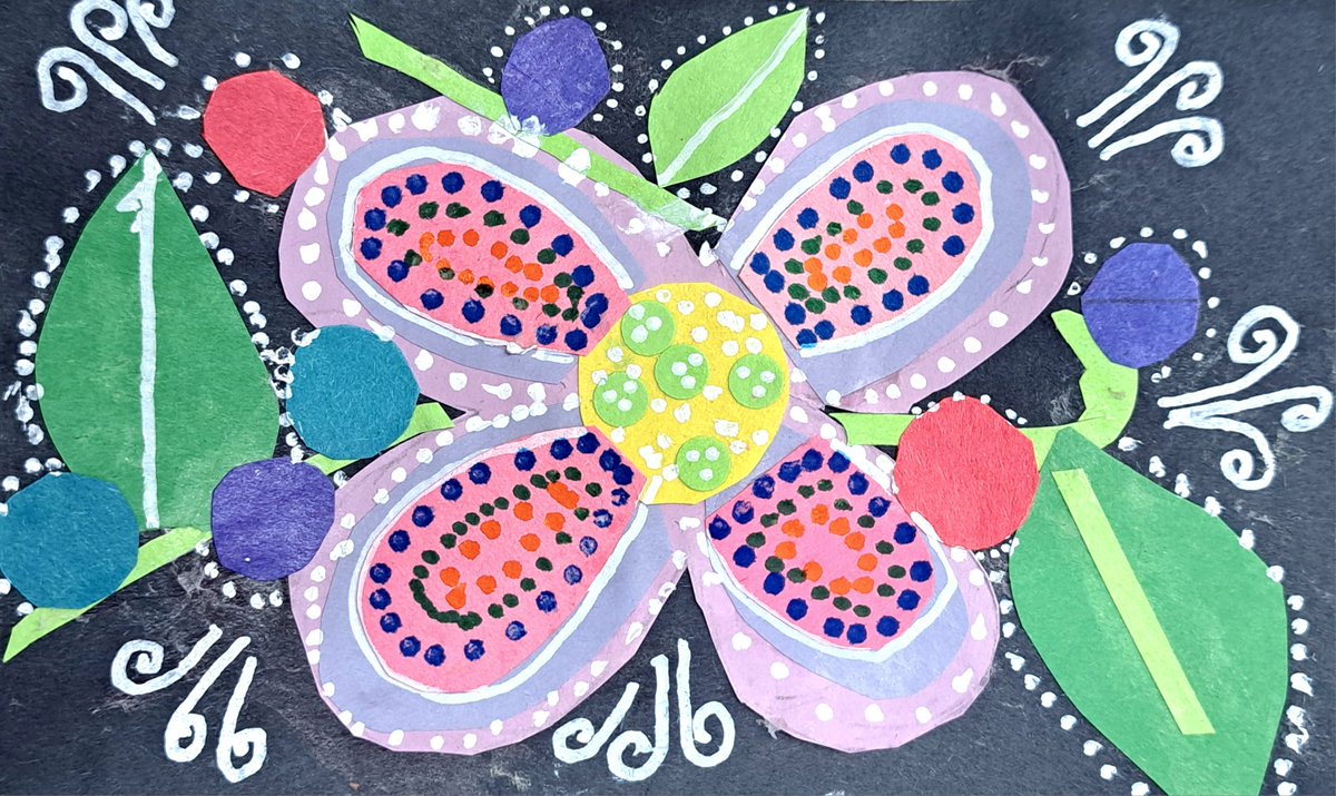 ChistineDeckert's tweet photo. It was such a pleasure to spend time with the 'Art Wellness' group today, where we explored the unique and distinctive floral designs of the Métis people. 
The grade 5/6 students created mini floral artworks on paper, inspired by the work of Métis artist, Christi Belcourt. https://t.co/vpfDPnhMcU